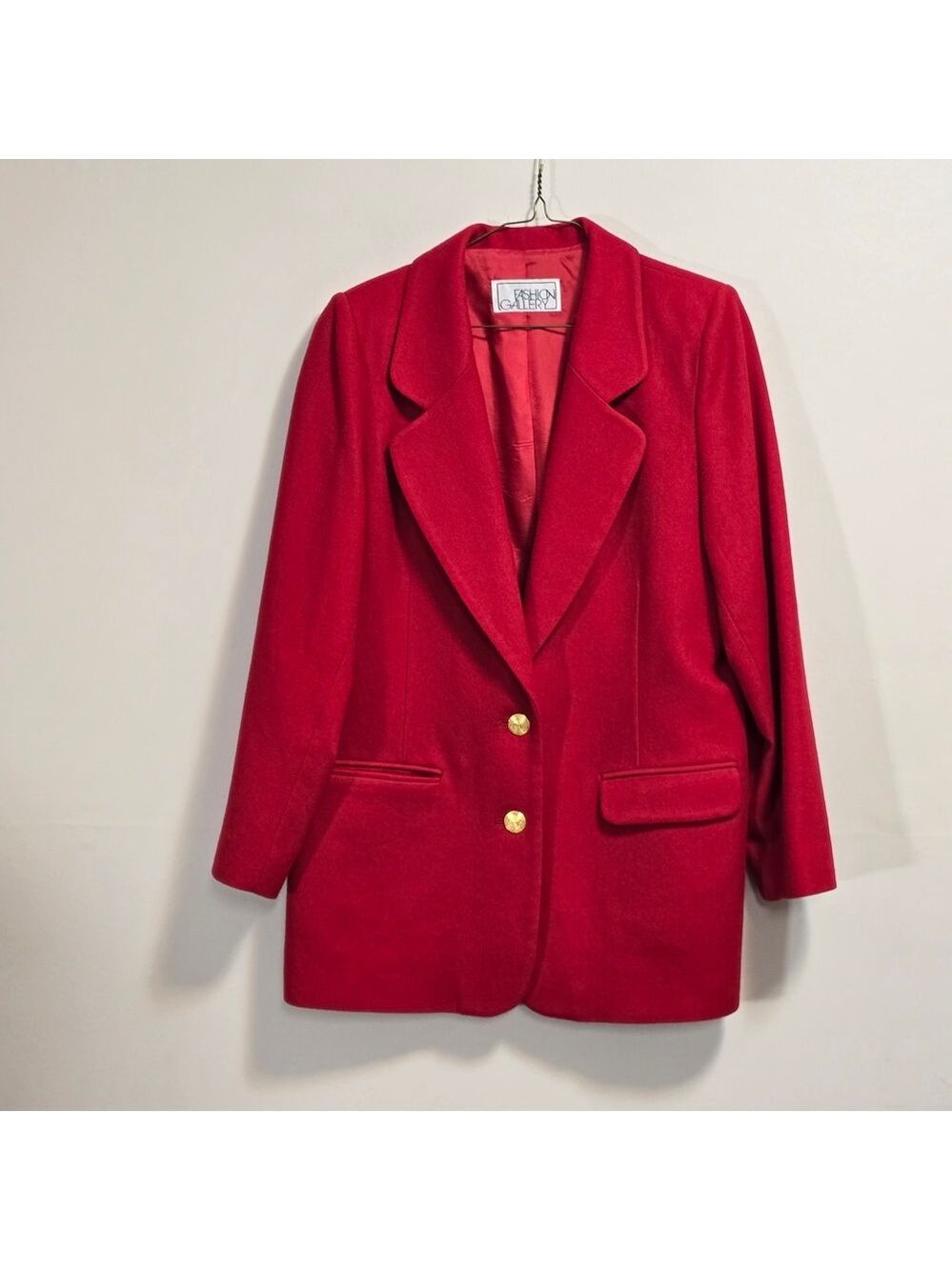 Vintage Fashion Gallery Women's Red 100% Wool Blazer